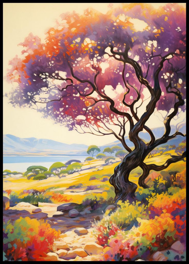 Plakat 67,5x95cm Buntiger Sonnenuntergang über dem Tal