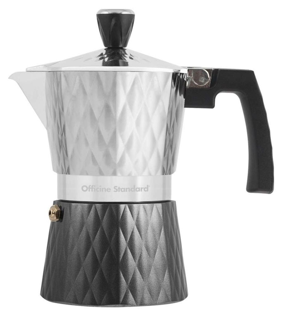 Officine Standard Diamond Kaffeemaschine aus anthrazitfarbenem Aluminium, 3 Tassen
