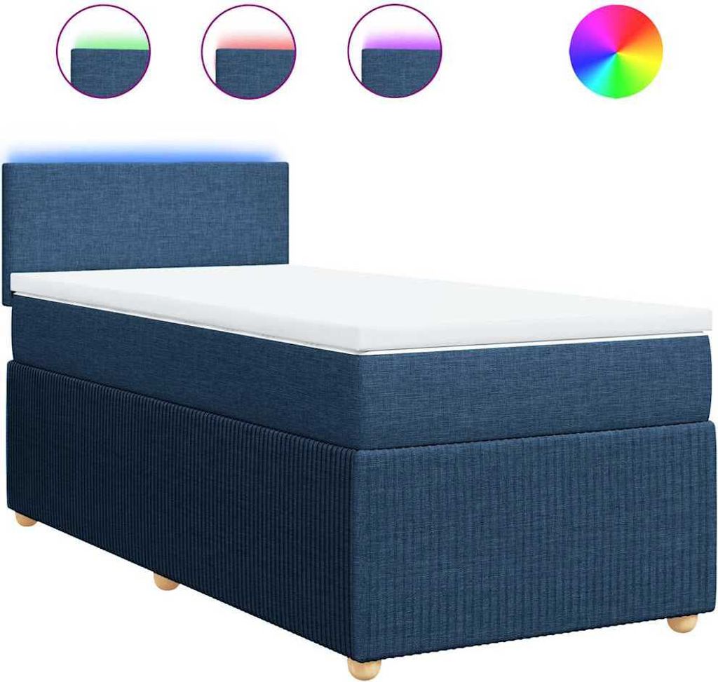 vidaXL Boxspringbett mit Matratze Blau 90x190 cm Stoff