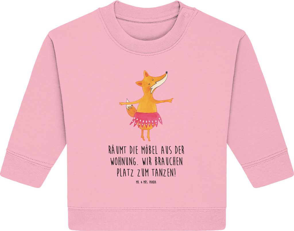 Mr. & Mrs. Panda Organic Baby Pullover Fuchs Ballerina 24. - 36. Monat - Baumwolle Pink - Geschenk, Geburtstag, Feier, Bullover, Party, Tanzen
