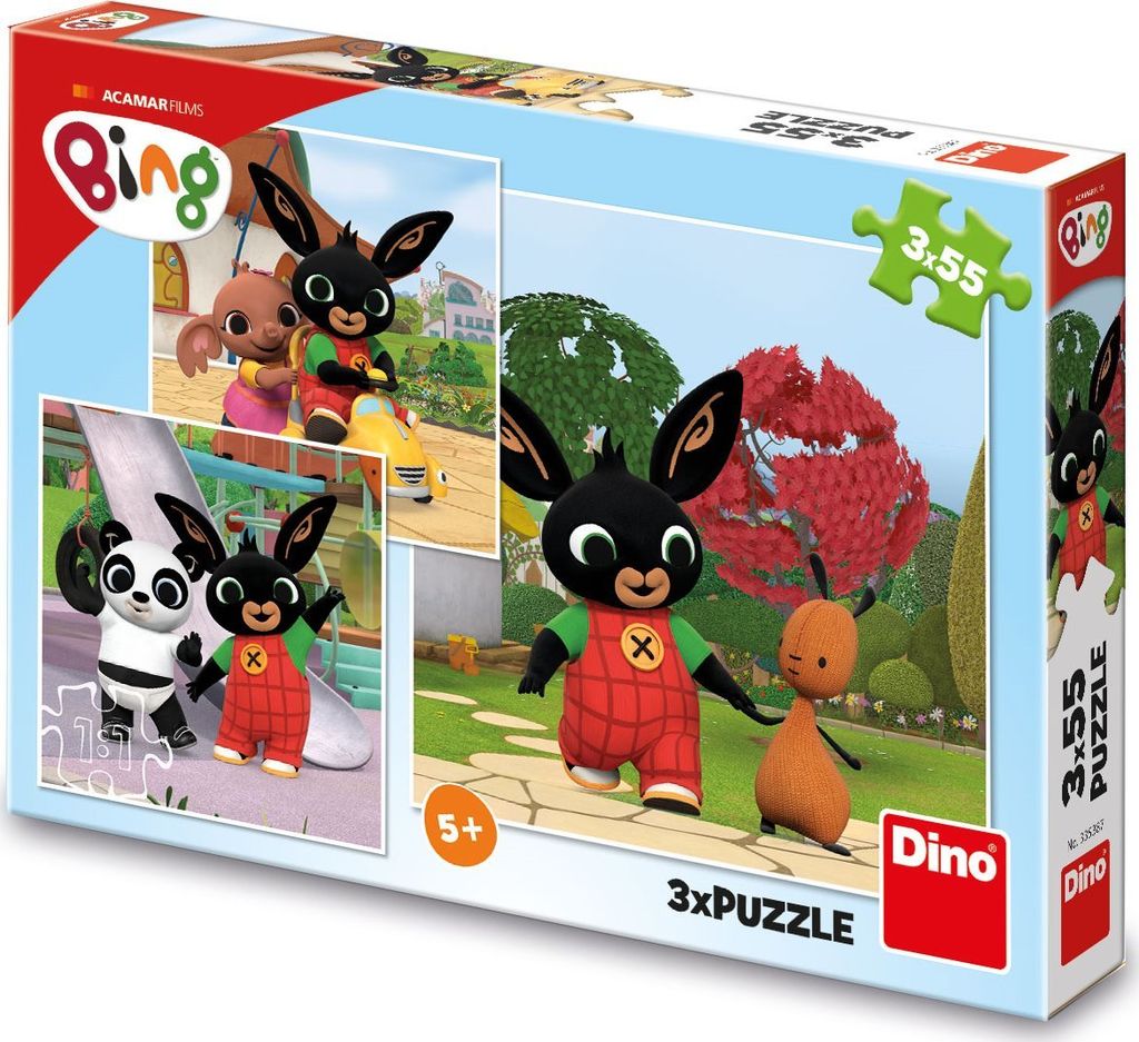 DINO Puzzle Bing spielt 3x55 Teile