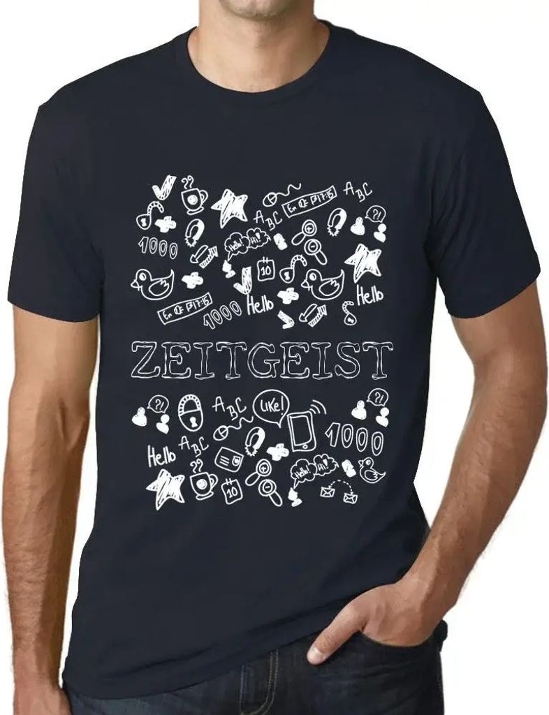 Herren Grafik T-Shirt Doodle-Kunst Zeitgeist – Doodle Art Zeitgeist – Öko-Verantwortlich Vintage Jahrgang Kurzarm Lustige Druck Geburtstag Ges...