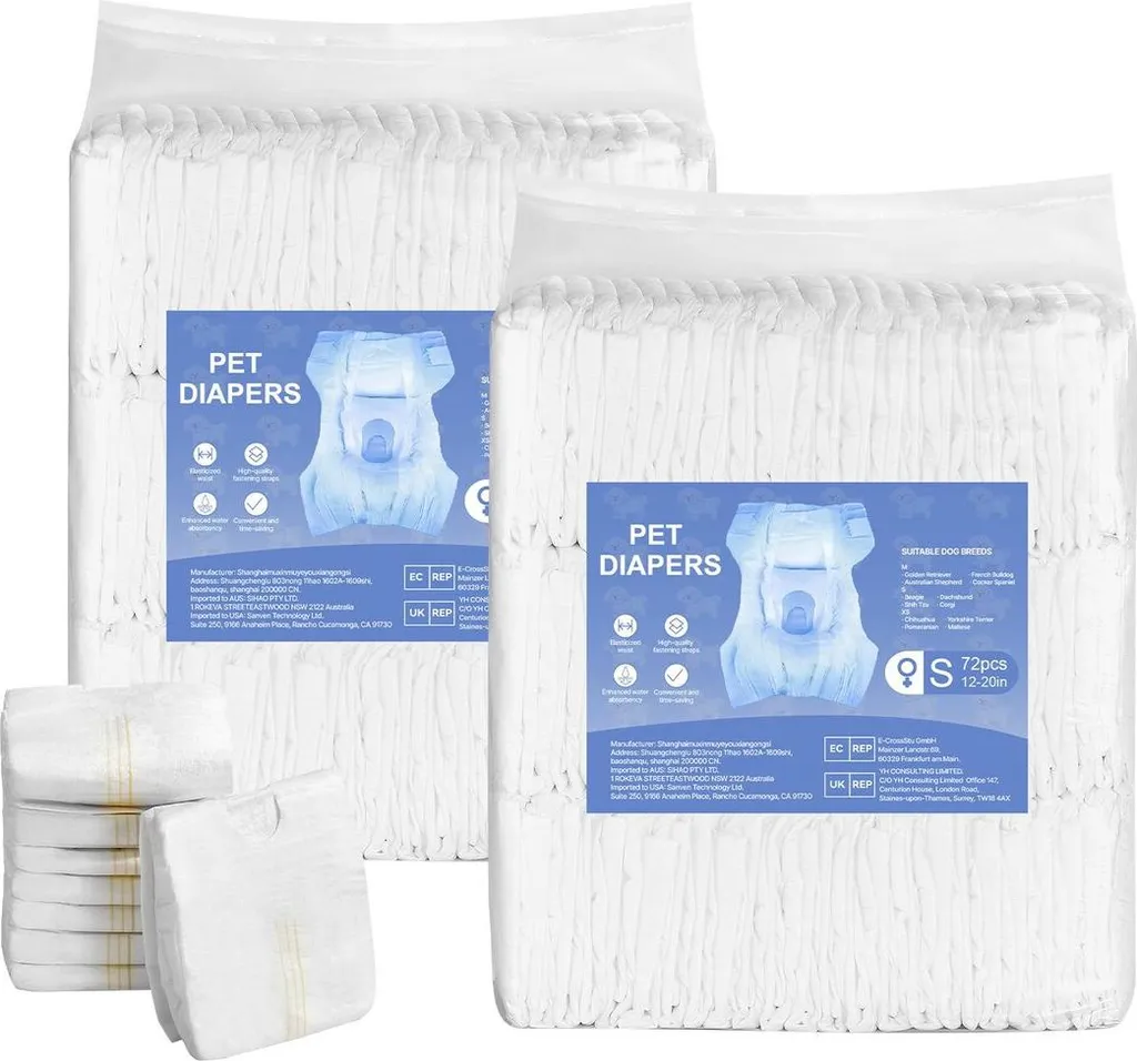 Couches pour chiennes jetables ultra absorbantes S Lot de 144 pièces