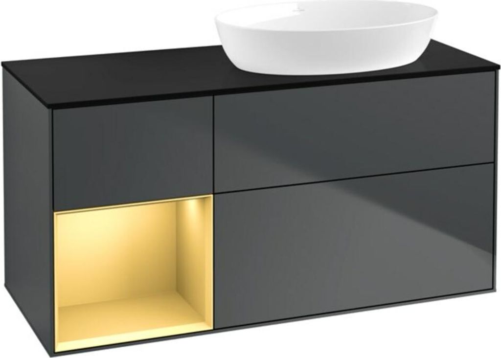 V&B Waschtischunterschrank Finion 120cm, Pl b m, Rg g m Lac, md bl. m Lac