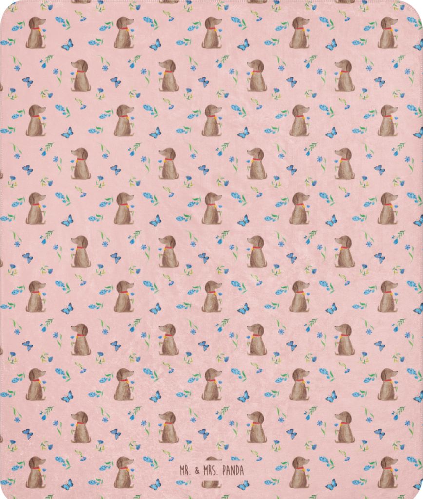 Mr. & Mrs. Panda Schmusedecke Hund Blume 130 x 155 cm - Rosa - Geschenk, Wärmedecke, Plaid, Hunde, Kuscheldecke, Hundeliebe, Decke, Halsband, Heim...