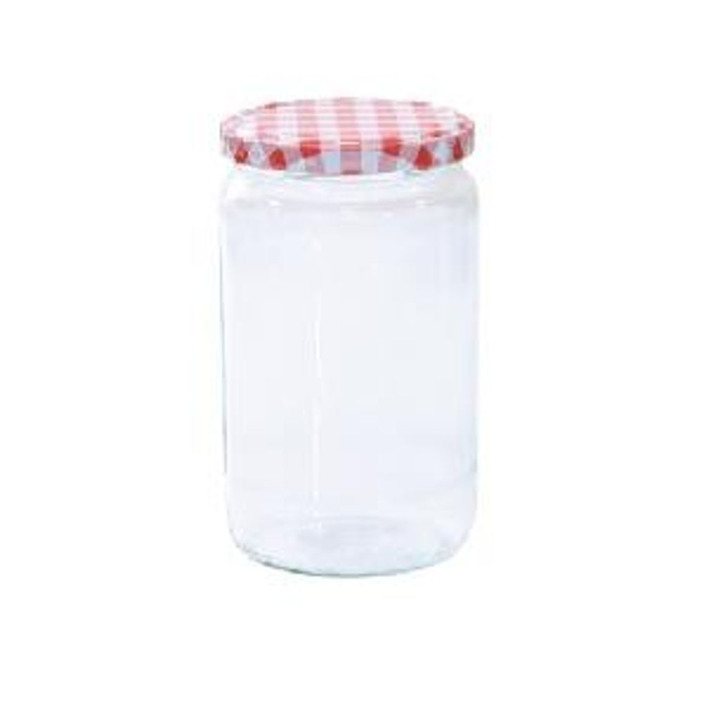 Wurstglas 720 ml Deckel Karo rot/weiß