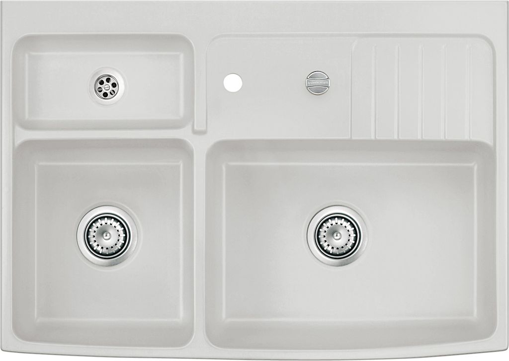 KeraDomo Elementspüle CENTRA 90 ALU für bis zu 75 cm AP-Tiefe inkl. Excenterbedienung / systemceram / Keramikspüle