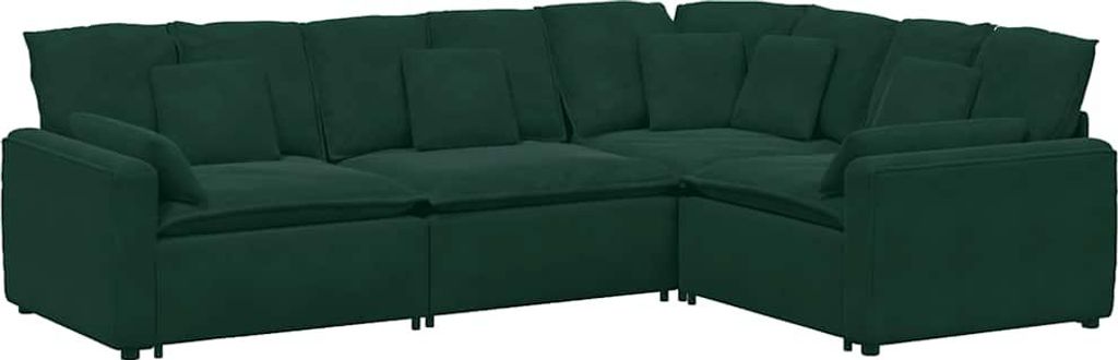 vidaXL Modulares Sofa mit Kissen Samt Dunkelgrün