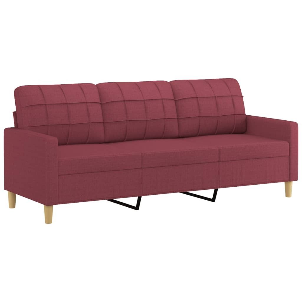 vidaXL 3-Sitzer-Sofa Weinrot 180 cm Stoff Produktbild 