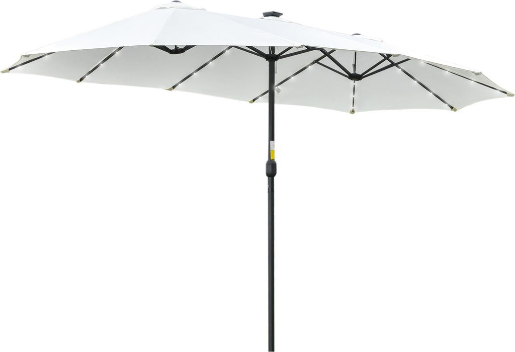 Sonnenschirm mit LED Solar 4,5m Doppelsonnenschirm Gartenschirm Terrassenschirm oval schwarz cremeweiß für Garten & Balkon