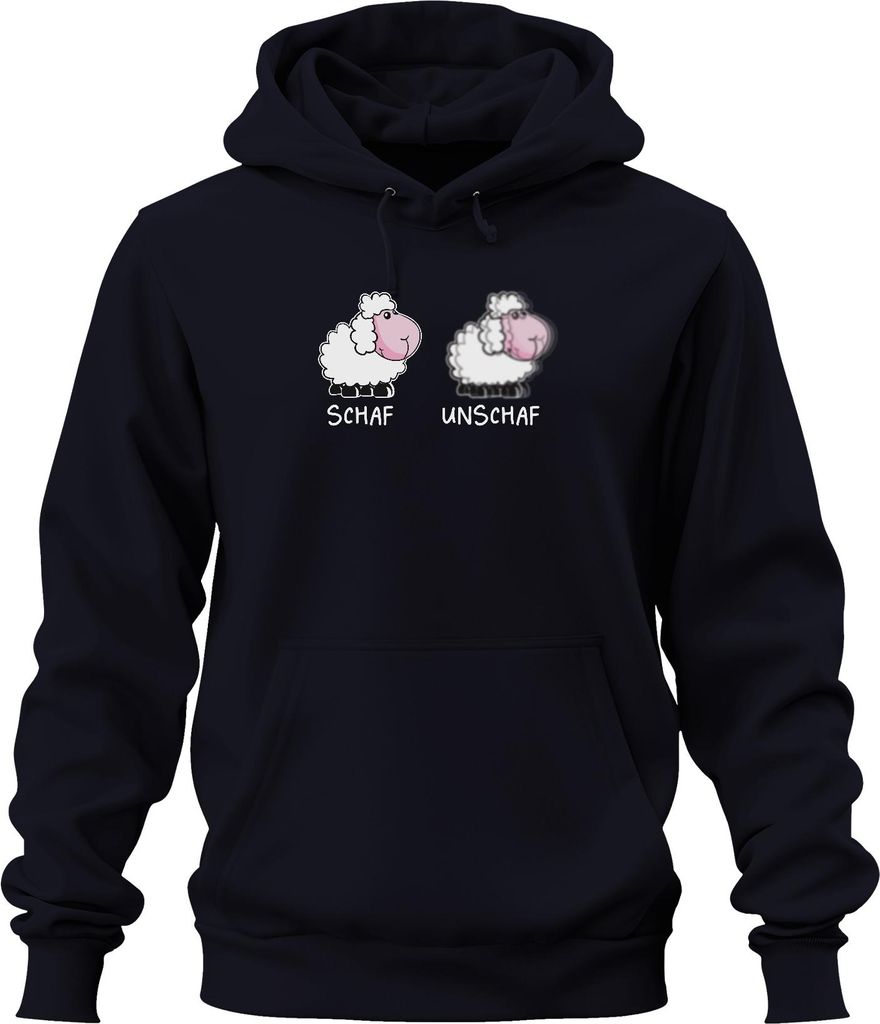 SCHAF UNSCHAF Fotografie Geschenkidee lustiger Fotograf Schafwitz Uni Hoodie Kapuzenpullover, Navy, M