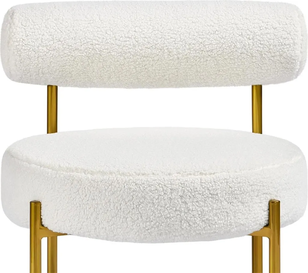 Sedia da Pranzo e Salotto Yaheetech: Bianco Bouclè Reclinabile Chic - 2