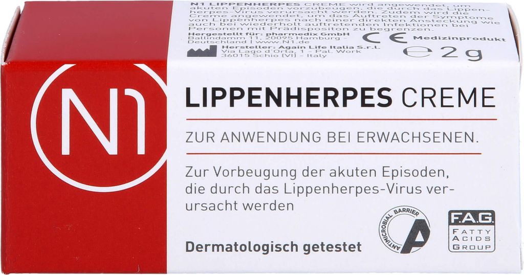 N1 Lippenherpes Creme verhindert die Bläschenbildung, Produktbild 