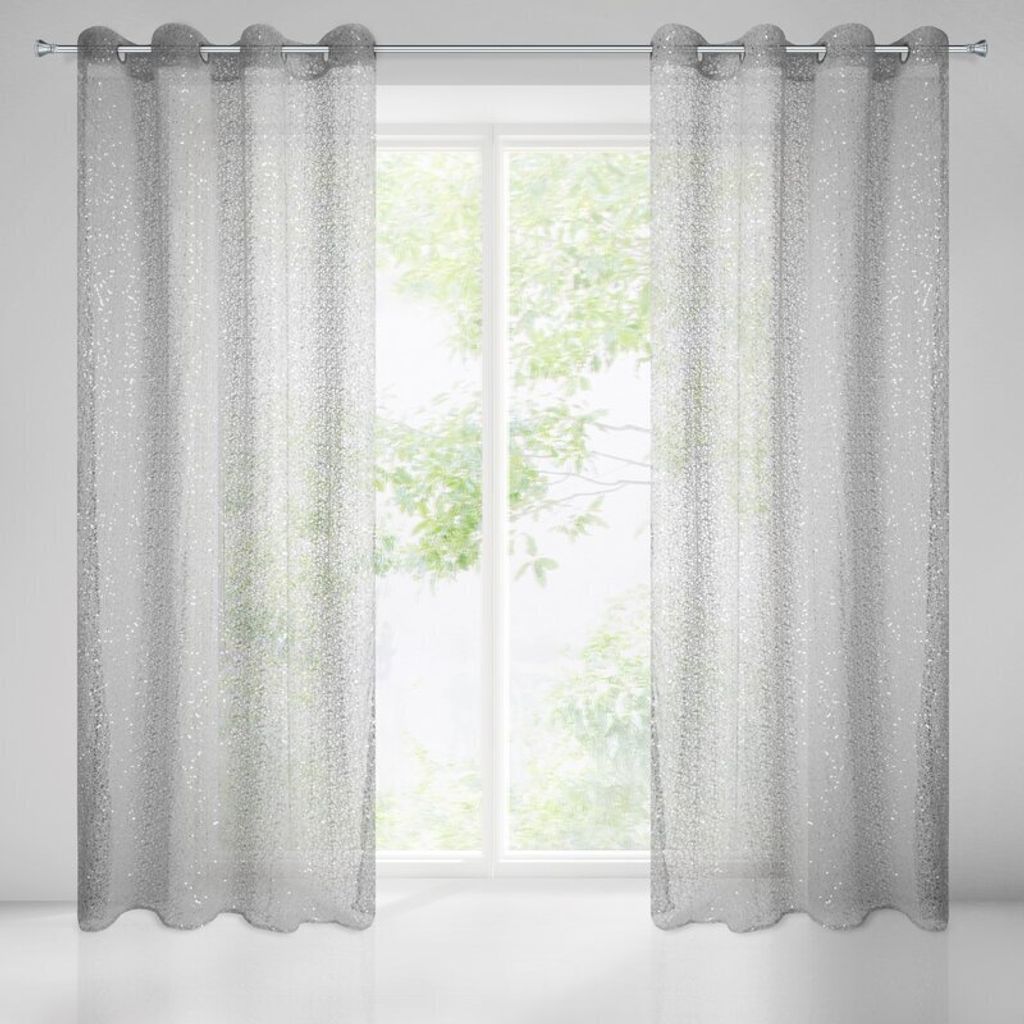 Gardine PARIS silber 140x250 cm Ösen Ösenvorhang
