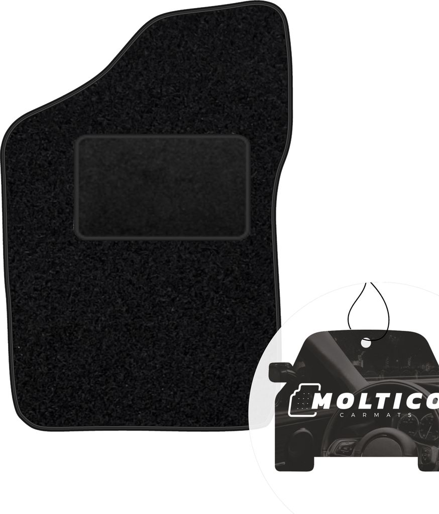 moto-MOLTICO Fahrer Fußmatte Auto Velours Fahrerseite Autoteppiche Schwarz Fahrermatte 1-teilig passend für Fiat Cinquecento 1991-1998