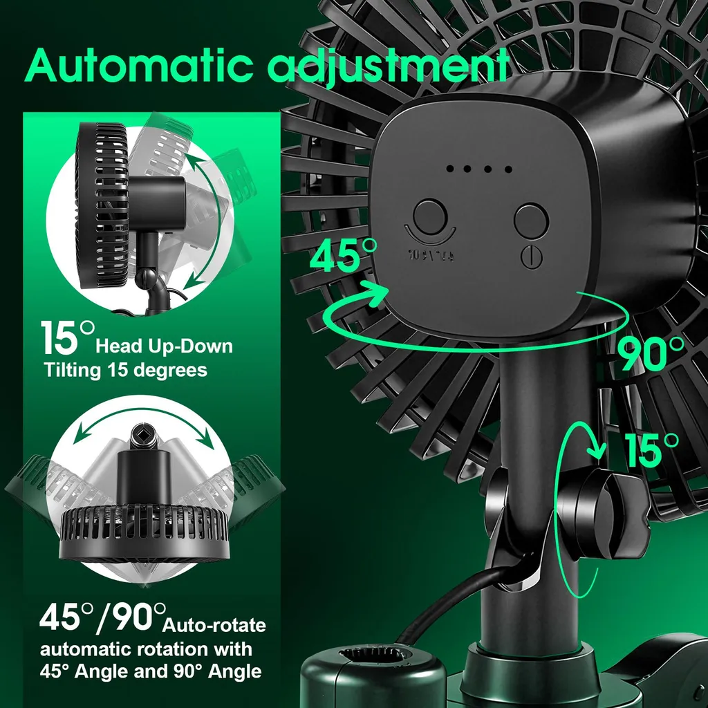 Ventilateur multidirectionnel noir à pince robuste et vitesse variable - 3