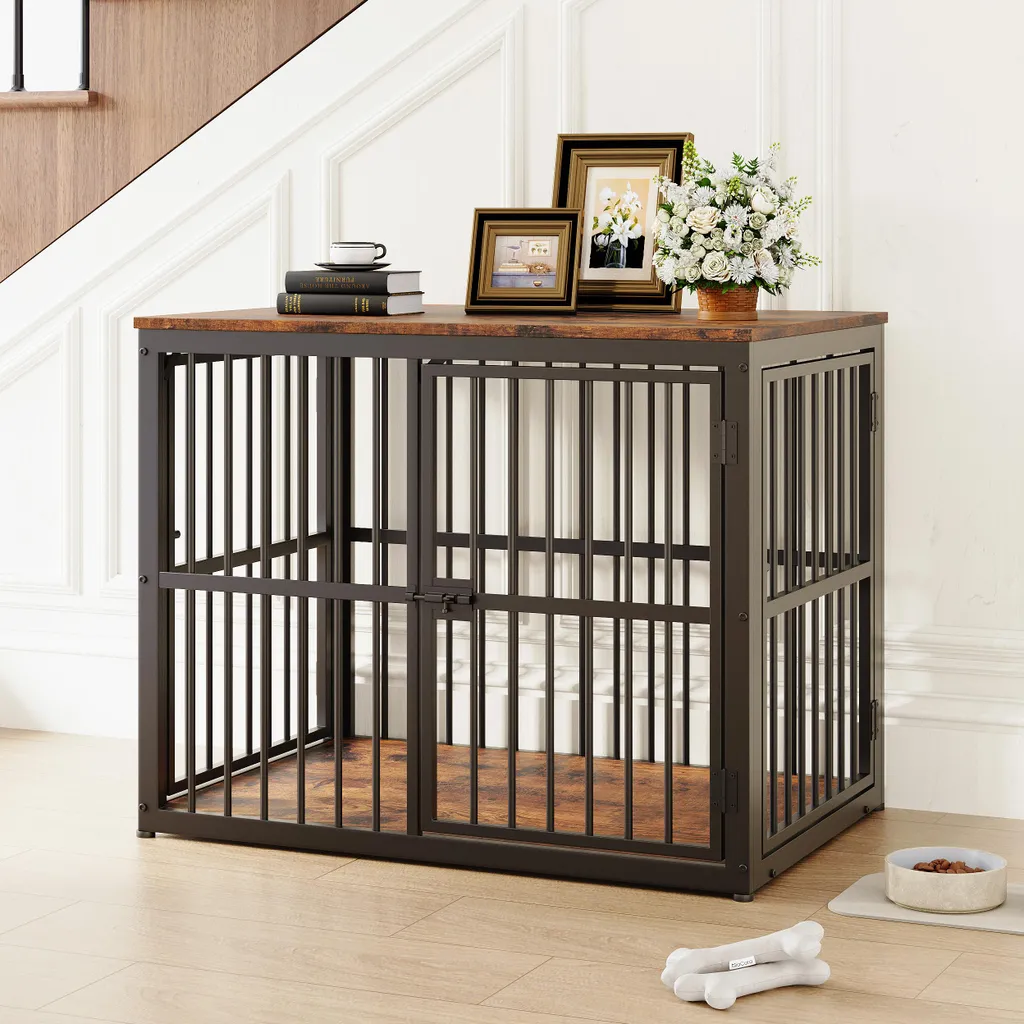 Cage Chien 3 Portes avec Plateau Imperméable et Système Modulable
