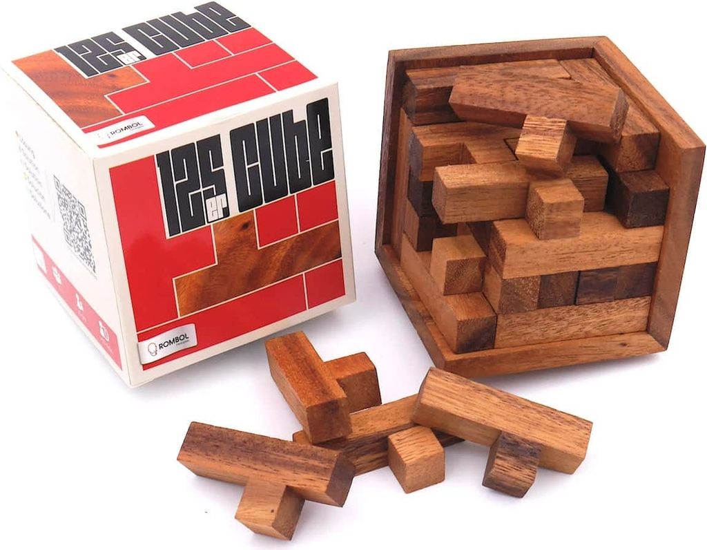 125er-Cube - herausforderndes Denkspiel aus edlem Holz für Knobel-Fans