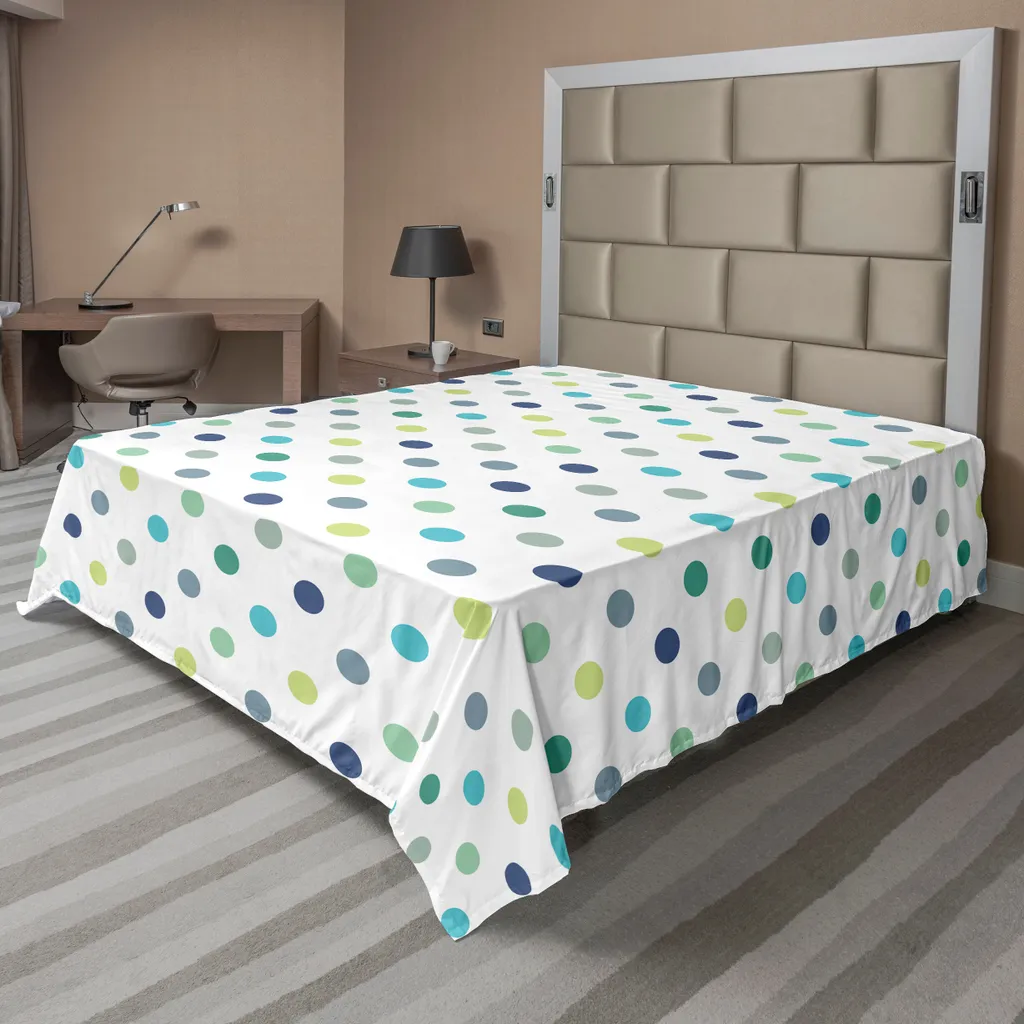 Grand drap plat décoratif à pois vintage, coton doux, 260 x 228 cm