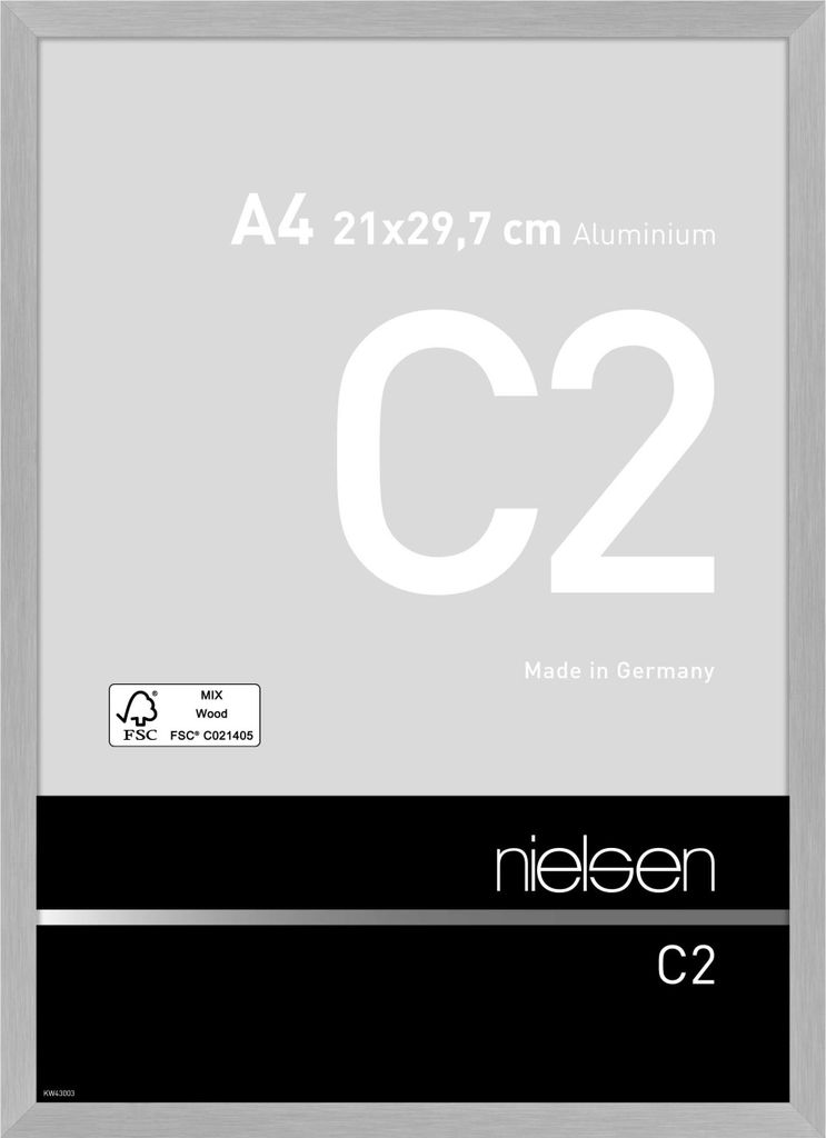 nielsen Aluminium Bilderrahmen C2 Vision, 21,0x29,7cm (A4), Struktur Silber matt