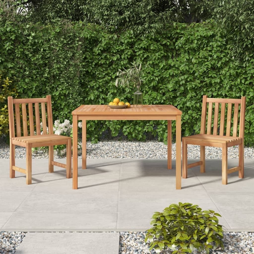 The Living Store 3-tlg. Garten-Essgruppe Massivholz Teak