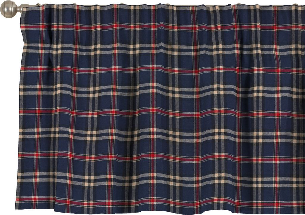 Dekoria Kurzgardine mit Kräuselband, blau-rot, 260 x 40 cm