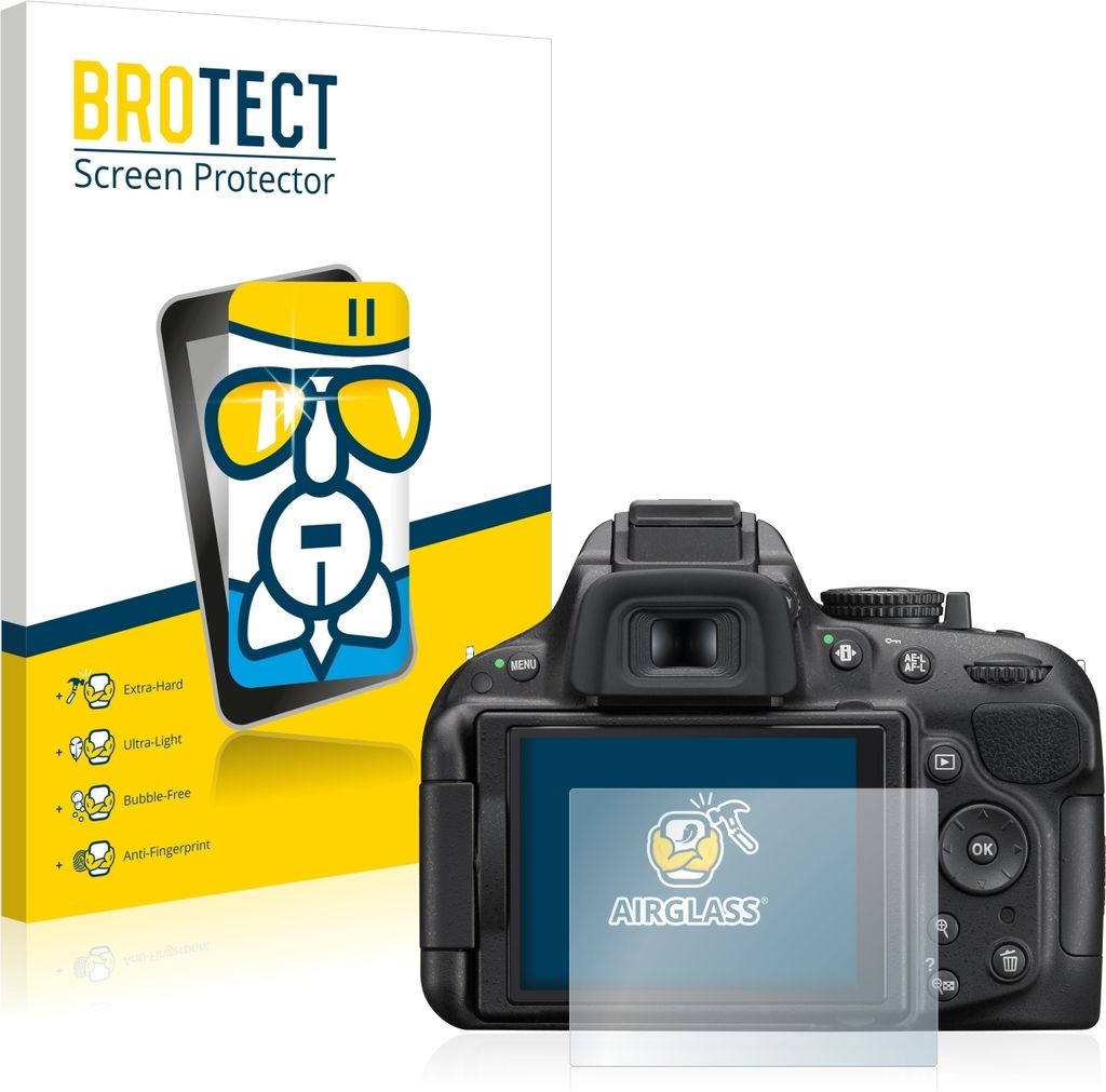 BROTECT Schutzglas für Nikon D5200 Schutzfolie Panzer Folie Glas Display Schutz klar