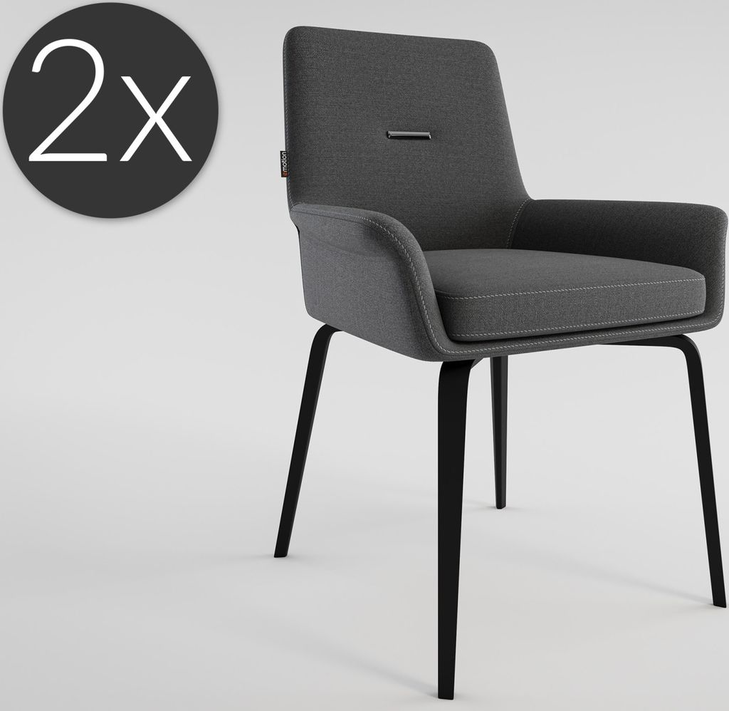 2er Set Esszimmerstuhl Design Küchenstuhl Cara Leinen hellgrau Metallbeine : Hellgrau