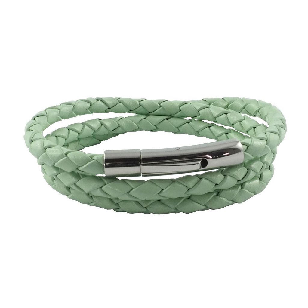 König Design Lederkette Lederband Leder-Armband 6 mm Herren Halskette 17 cm - 100 cm geflochten, Länge:50 Zentimeter, Farbe:Mint Grün