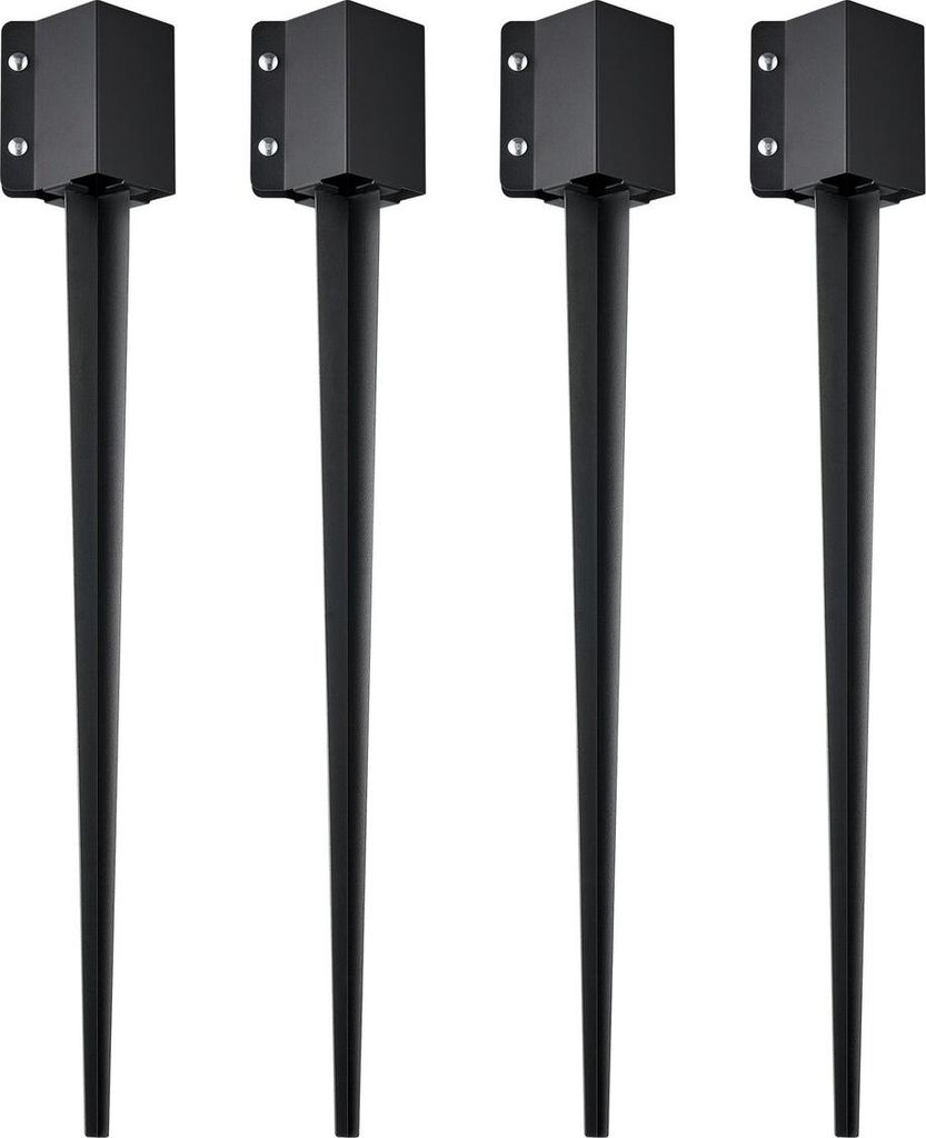 Fence Post Anchor Ground Spike, 4 Pack 36 x 4 x 4 Inches Outer Diameter (Inner Diameter 3.5 x3.5 Inches), Metal Black Powder Coated Post Stake Grou...