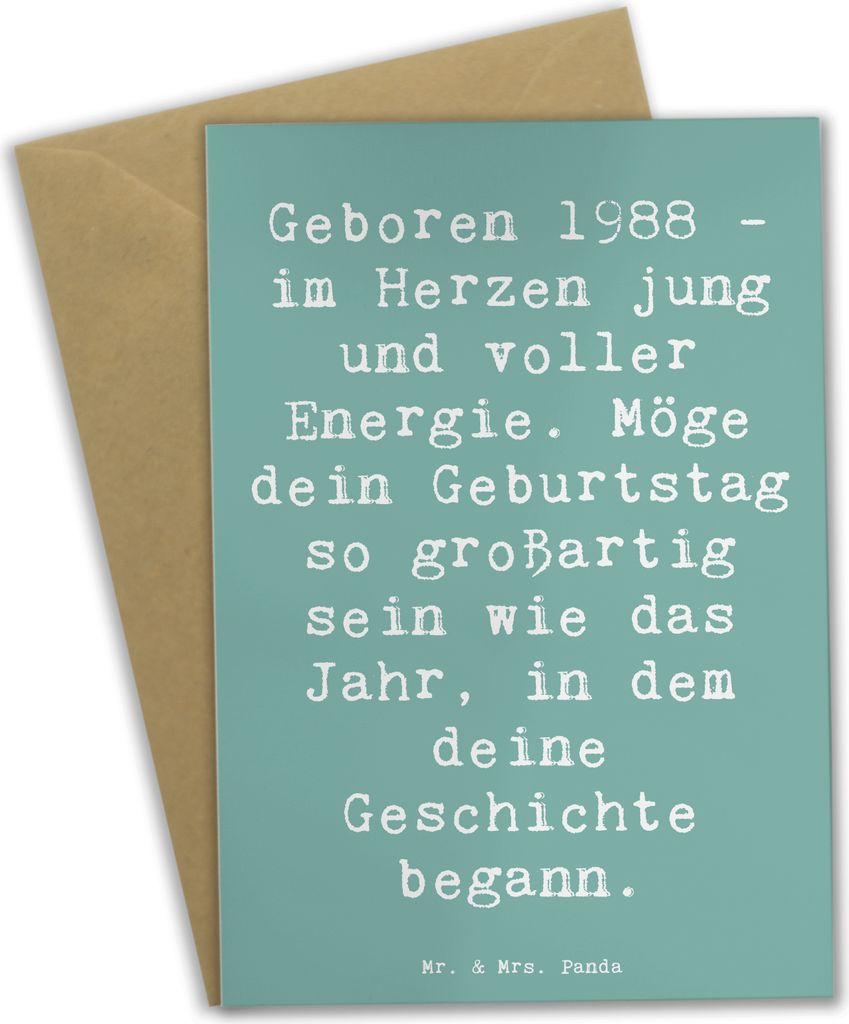 Mr. & Mrs. Panda Klappkarte Spruch 1988 Geburtstag - Meeresbrise - Geschenk, Glückwunsch, unvergesslicher, Geburtstagsgeschenk, 80er Geburt, weihn...
