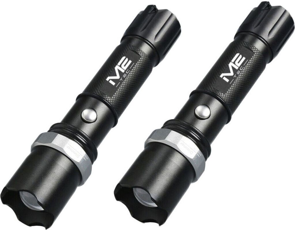 2x Led Taschenlampe Polizei Lampe Swat Cree Zoom 1000 m Leuchtweite 2x Akku