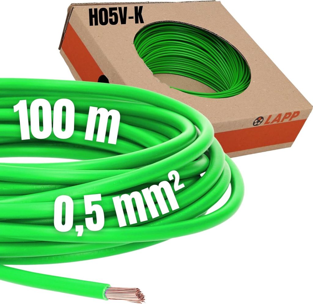 4510121 Kabel per cablaggi H05V-K 1 x 0.50 mm² Verde 100 m - Kabel - 100 m (4510121)