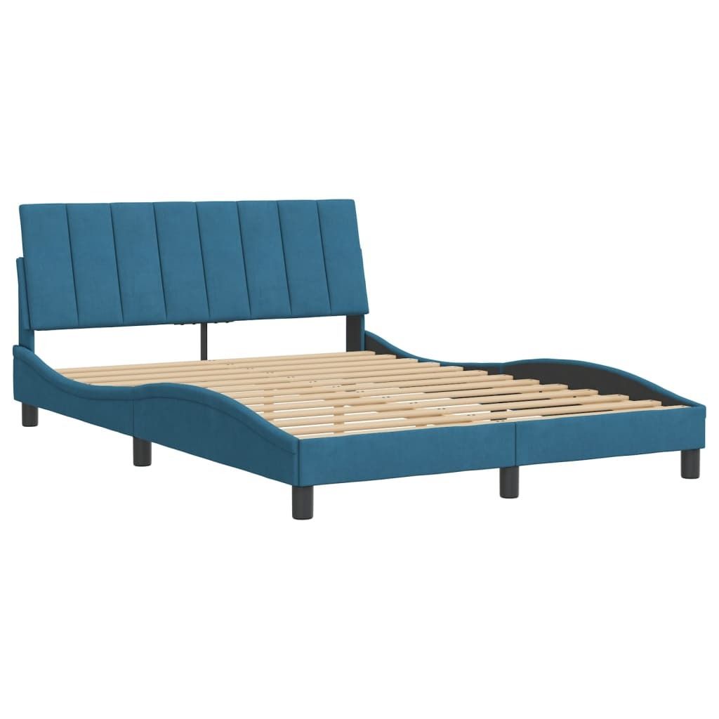 Bettgestell ohne Matratze "Hanko" Blau 140x190 cm Samt