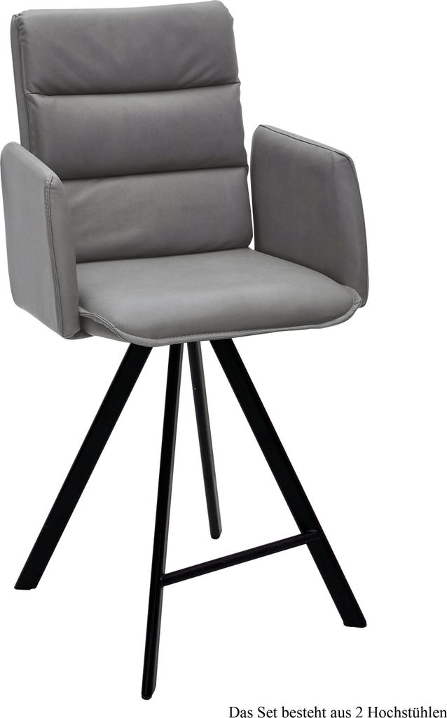 Thekenstuhl drehbar (2er-Set) Diahann 52x109x60 Schwarz/Grau