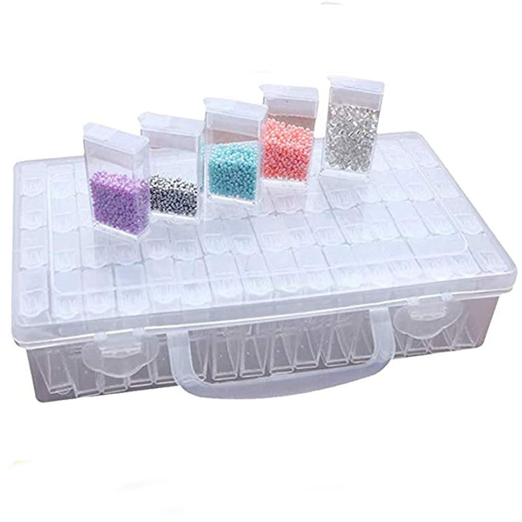 Sortierbox für Diamantstickerei mit 64 F?chern in einer stabilen Aufbewahrungsbox, Werkzeugbeh?lter, Schmuckorganizer, Box für Diamantmalerei, St...