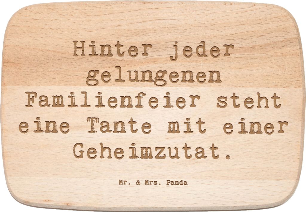 Mr. & Mrs. Panda Holz Schneidbrett Spruch Tante Geheimzutat - Transparent - Geschenk, Frühstücksbrett, Weihnachten, vesperbrett, Nichte, Geburtst...