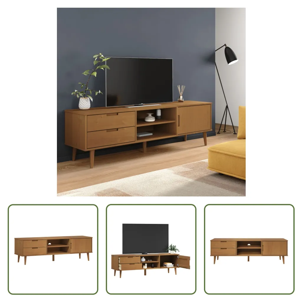 Meuble TV Support Écran Large 158 cm Marron - Aménager un Salon Chaleureux