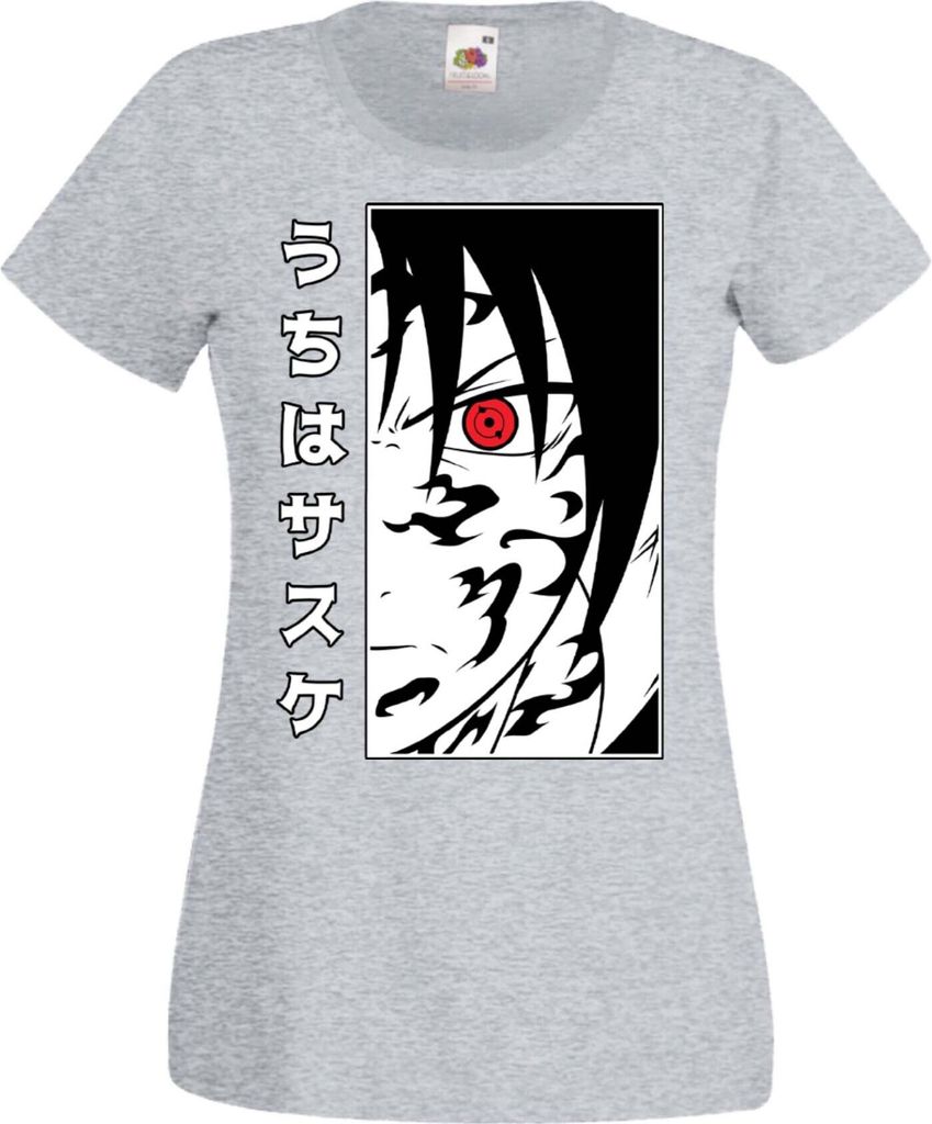 Damen T-Shirt Manga Anime Naruto Sasuke Uchiha 01 Sasuke, Lady M / Grau
