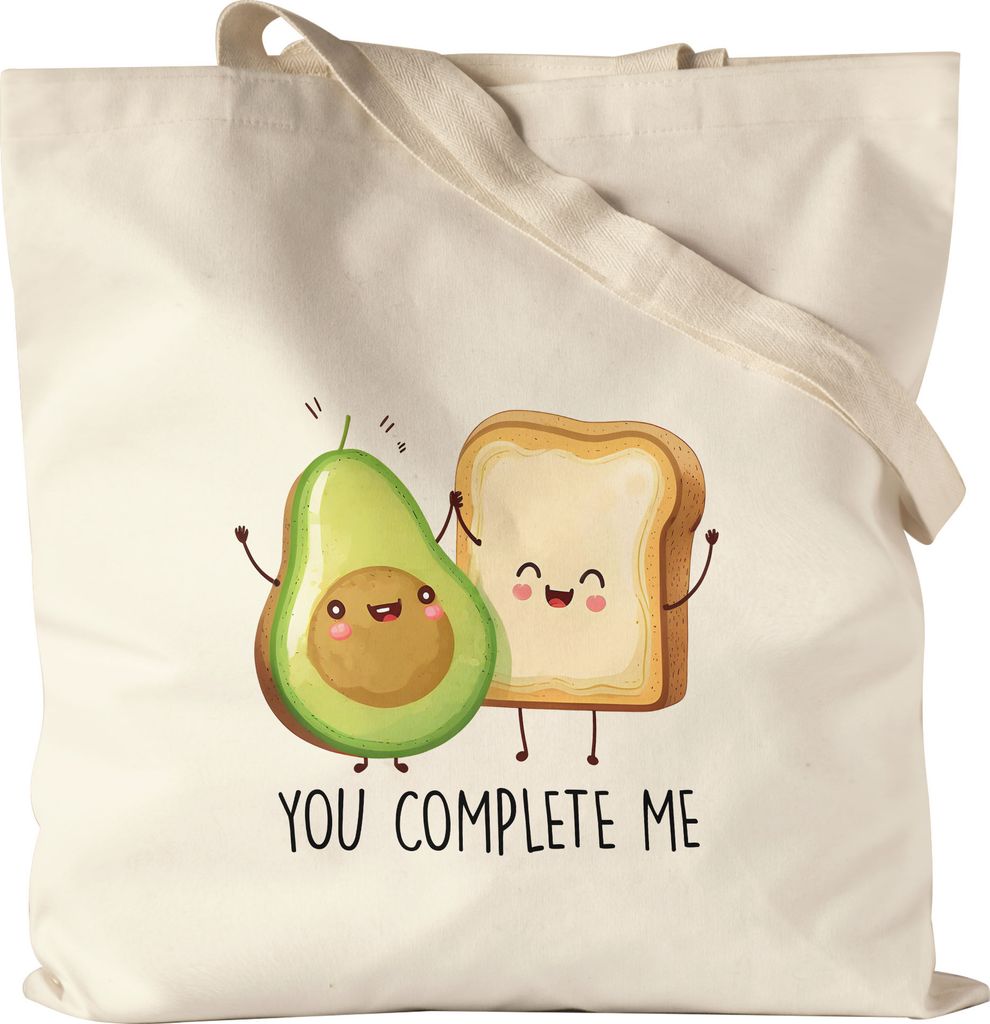You Complete Me Jutebeutel Avocado Toast Brot Valentinstag Freundin Freund Süß Geschenkidee Paar Liebe