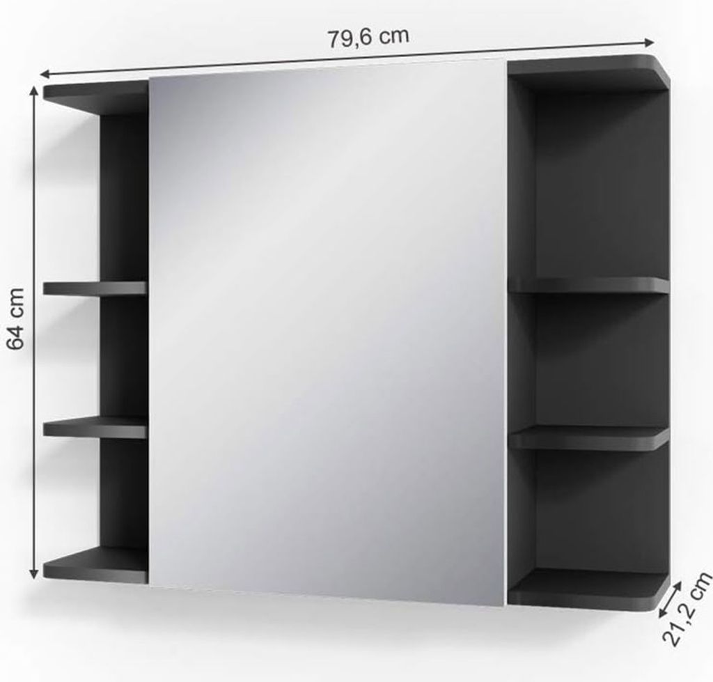 Specchio Contenitore Per Bagno Vicco Fynn - Bianco, 80x64cm, Con Ripiani - Arredamento Bagno Funzionale - Foto 11