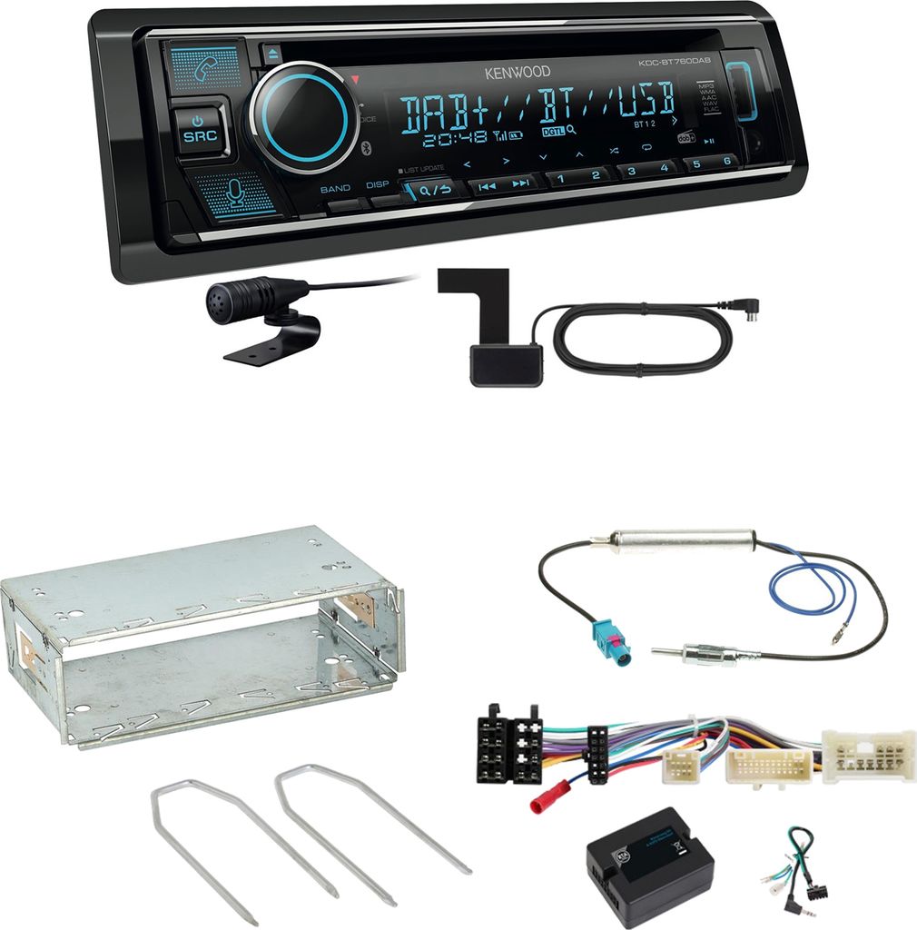 Kenwood KDC-BT760DAB Bluetooth Digitalradio Einbauset für Mercedes Citan W415