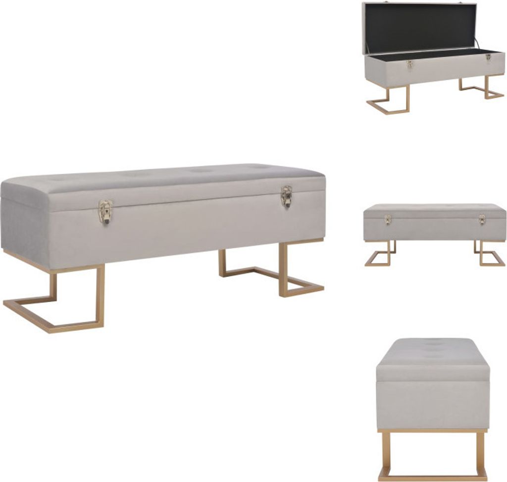 vidaXL Bank mit Staufach 105 cm Grau Samt - Truhen- & Flurbänke