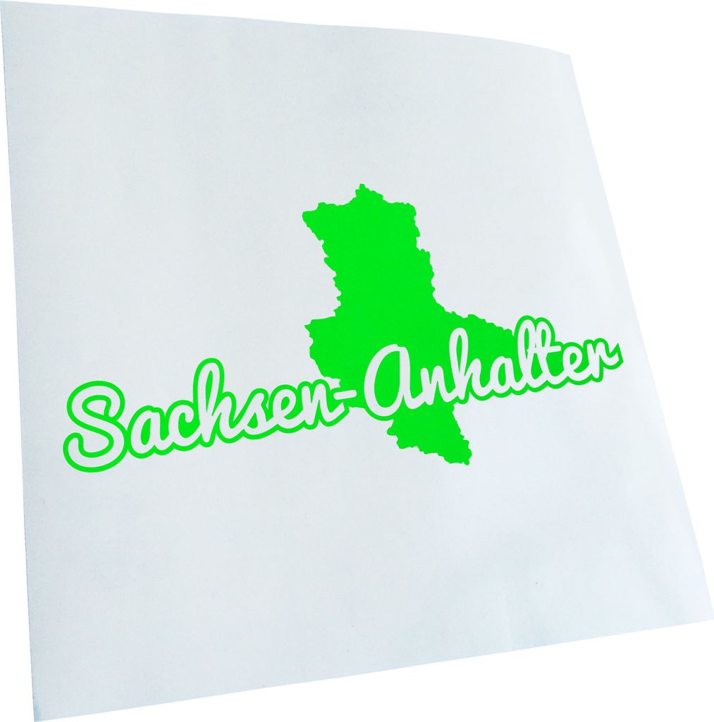 Kiwistar - Autoaufkleber - Sachsen-Anhalt Herkunft - Neongrün - 40x20cm - Aufkleber für Auto, Laptop, Fahrrad, LKW, Motorrad mehrfarbig JDM Decal...