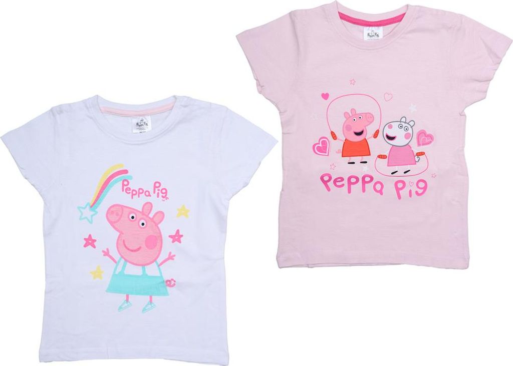 Kinder T-Shirt 2 Stück PEPPA PIG hellrosa/weiß - Produktbild 