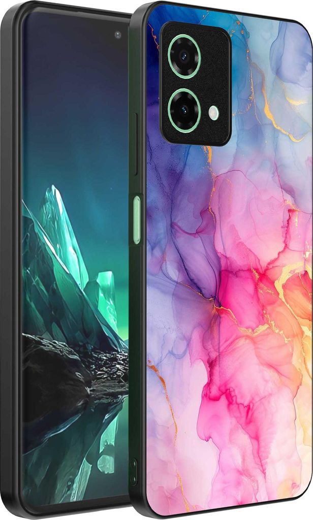 Passend für Motorola Edge 40 Neo Handyhülle mit Marmordruck - TPU Rückseitenschutzhülle Marmordesign - Regenbogen - Smartphonics
