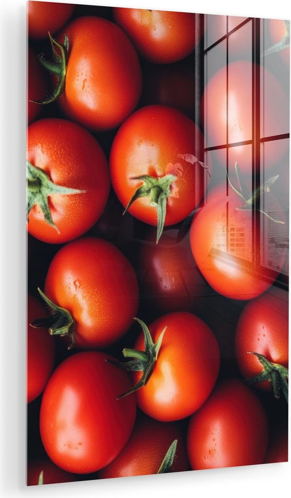 MuchoWow Glasbilder - Bilder auf Wandbild - Foto auf Glas Gemüse - Rot - Tomaten 80x120 cm Wanddekoration aus Glas - Acrylglasbild - Acrylbilder -...