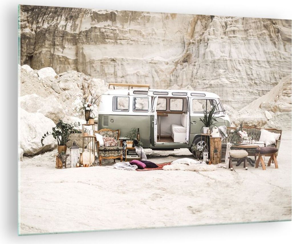Bilder auf glas - Einteilig - Wohnmobil Boho Möbel - 70x50cm - Glasbilder - Wandbilder - Bilder - zum Aufhängen bereit - Wanddekoration aus Glas ...