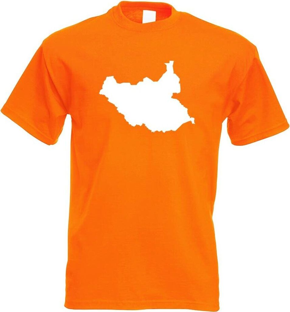 Kiwistar - T-Shirt - orange - Südsudan Umriss Kontur Herren Funshirt Bedruckt Design Sprüche Spruch Motive - mit Motiv Bedruckt - Funshirt Design...
