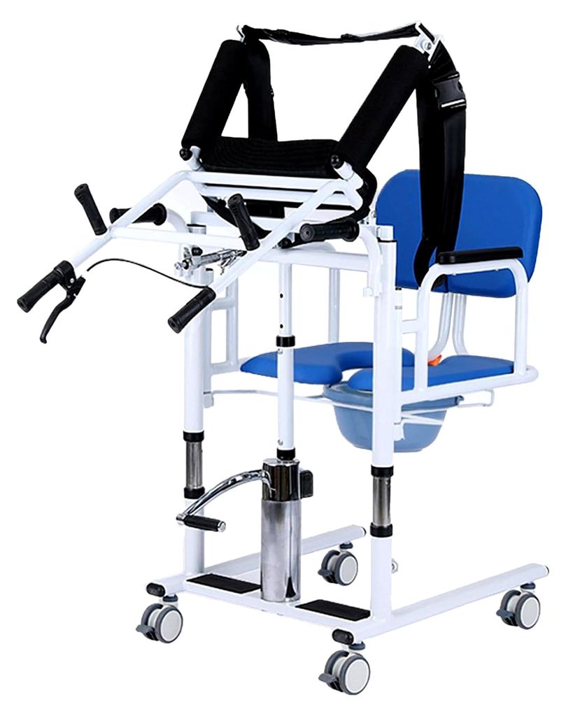 Hydraulischer Patientenlifter mit höhenverstellbarem Transportrollstuhl und Tischplatte, multifunktionaler Senioren-Hydraulik mit 180° Öffnungs-...